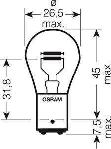 Obrázek z OSRAM 12V P21/5W (BAY15d) 21/5W standard (10ks) 