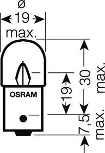 Obrázek z OSRAM 24V R10W (BA15s) 10W standard (10ks) 