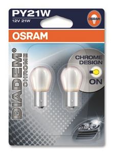 Obrázek z OSRAM 12V PY21W (BAU15S) 12V diadem chrome (2ks) oranžová Duo-blister 