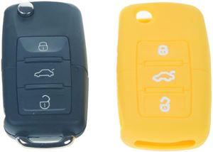 Obrázek z Silikonový obal pro klíč Škoda, VW, Seat 3-tlačítkový, žlutý 