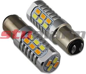 Obrázek z LED BAY15d (dvouvlákno) bílá/oranžová, 12-24V, 22LED/5630SMD 