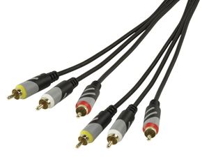 Obrázek z HQ propojovací kabel 3xRCA - 3xRCA 5m 