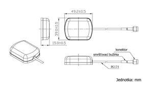 Obrázek z GPS anténa magnetická s konektorem SMB samice 