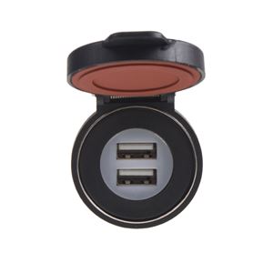 Obrázek z 2x USB zásuvka ve voděodolném držáku 12/24V, 2x 2,4A 