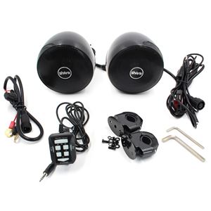 Obrázek z Zvukový systém na motocykl, skútr, ATV s FM, USB, AUX, BT, barva černá 