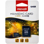 Obrázek Paměťová karta MicroSDXC 64GB CL10 + adaptér, MAXELL