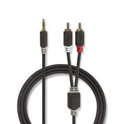 Obrázek Redukční kabel JACK - 2xRCA, hifi, zlacený, 3m