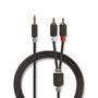 Obrázek z Redukční kabel JACK - 2xRCA, hifi, zlacený, 2m 