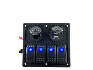 Obrázek z Panel s 4x spínači Rocker, CL + USB zásuvka, 12/24V 