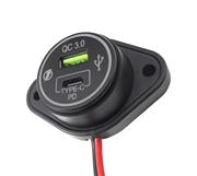 Obrázek USB QC4.0 + USB-C zásuvka 12/24V, montáž na povrch