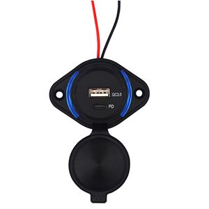 Obrázek z USB QC3.0 + USB-C zásuvka 12/24V, montáž na povrch 