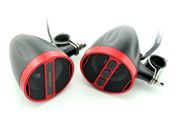 Obrázek Zvukový systém na motocykl, skútr, ATV s FM, USB, BT, barva červená/černá