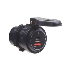 Obrázek z USB QC3.0 + USB-C 18W zásuvka 12/24V, voděodolná 