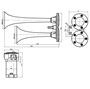 Obrázek z 2-tónová fanfára 225/290 mm, 12V stálý tón s kompresorem 