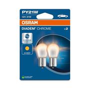 Obrázek OSRAM 12V PY21W (BAU15S) 12V diadem chrome (2ks) oranžová Duo-blister