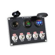 Obrázek Panel s 5x spínači + 2x USB/Voltmetr a CL zásuvka, 12/24V