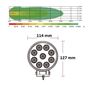 Obrázek z LED světlo kulaté, bílé/oranžové, 9x3W/9x1W, ø114mm, ECE R10 