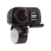 Obrázek 2x USB nabíječka s voltmetrem/teploměrem na motocykl