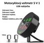 Obrázek z Voltmetr s teploměrem, hodinami a USB nabíječkou na motocykl 
