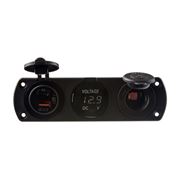 Obrázek Trojitá zásuvka do panelu CL, Voltmetr, 2x USB nabíječka QC3.0/PD