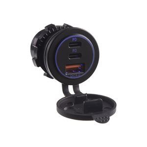 Obrázek z USB QC3.0 + 2xUSB-C zásuvka 12/24V 