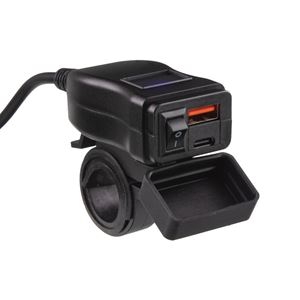 Obrázek z USB/USB-C nabíječka s voltmetrem na motocykl 