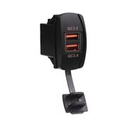 Obrázek 2x USB nabíječka QC3.0 , "Rocker" 12/24V, 48W