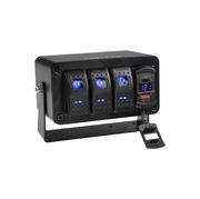 Obrázek Panel s 3x spínači Rocker, voltmetr +  USB/USB-C zásuvka, 12/24V