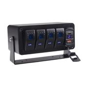 Obrázek Panel s 4x spínači Rocker, voltmetr +  USB/USB-C zásuvka, 12/24V