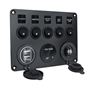 Obrázek z Panel s 5x spínači, CL, voltmetr + 2x USB zásuvka, 12/24V 