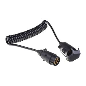 Obrázek z Prodlužovací kabel 2,3 m spirálový, 1x zástrčka, 1x zásuvka 7pin 12V 