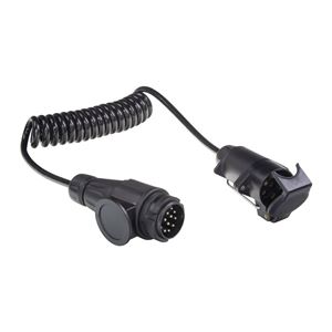 Obrázek z Prodlužovací kabel 2 m spirálový, 1x zástrčka 13pin, 1x zásuvka 7pin, 12V 