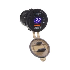 Obrázek z USB nabíječka QC3.0 + USB-C, digitální voltmetr do panelu 