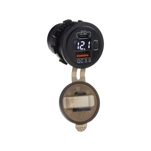 Obrázek z USB nabíječka QC3.0 + USB-C, digitální voltmetr do panelu 