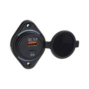 Obrázek USB QC3.0 + USB-C zásuvka 12/24V, montáž na povrch