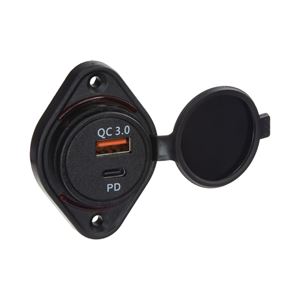 Obrázek z USB QC3.0 + USB-C zásuvka 12/24V, montáž na povrch 