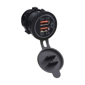 Obrázek z 2x USB nabíječka voděodolná do panelu, QC3.0, bílá 