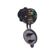 Obrázek 2x nabíječka USB QC3.0 + USB-C, voděodolná, hliníková do panelu