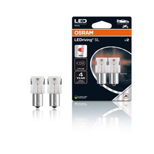 Obrázek z OSRAM LED 12V P21W BA15s červená (2ks) Duo-blister 