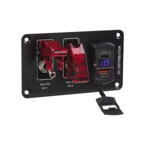 Obrázek z Panel s 2x spínači + 2x USB, 12V 