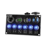 Obrázek Panel s 6x spínači + 4x USB PD/Voltmetr/CL zásuvka, 12/24V