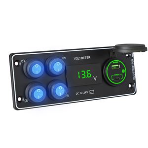 Obrázek z Panel s 4x spínači + USB-C/USB-A + Voltmetr, 12/24V 