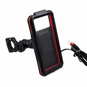 Obrázek z Univerzální voděodlný držák telefonu na kolo, motocykl s Qi nabíjením + USB, USB-C 