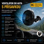 Obrázek Ventilátor 208 mm s přísavkou 12-24V