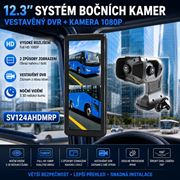 Obrázek AHD kamerový set s monitorem 12,3", dvojitá kamera na rameni, DVR, pravá strana
