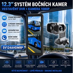Obrázek z AHD kamerový set s monitorem 12,3", dvojitá kamera na rameni, DVR, pravá strana 